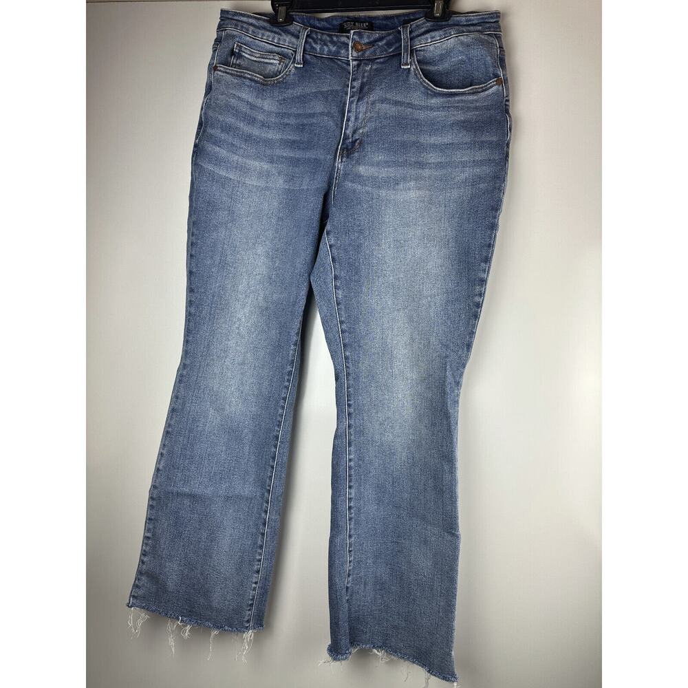 Judy Blue Bootcut Jeans Mid Rise Raw Hem Frayed Blue Women's Stretch 18W JB88604 - Picture 8 of 8